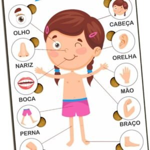 Jogo Tabuleiro Quebra Cabeça do Corpo Humano, Menino e Menina, Ideal para Divertir e Educar Crianças, Presente Infantil (MENINA)