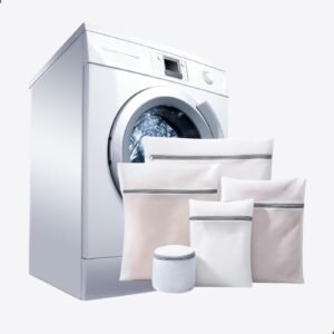 Kit 5 Sacos Protetores para Lavar Roupas | Cores Sortidas Cinza ou Rosa| Evita Bolinhas, Rasgos e Desgaste | Zíper Reforçado | Ideal para Peças Delicadas e Roupas Íntimas | Branco Premium