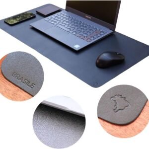 Desk Pad Mouse Pad Grande Tapete Mesa Gamer Desk Mat Couro Legítimo (Preto)