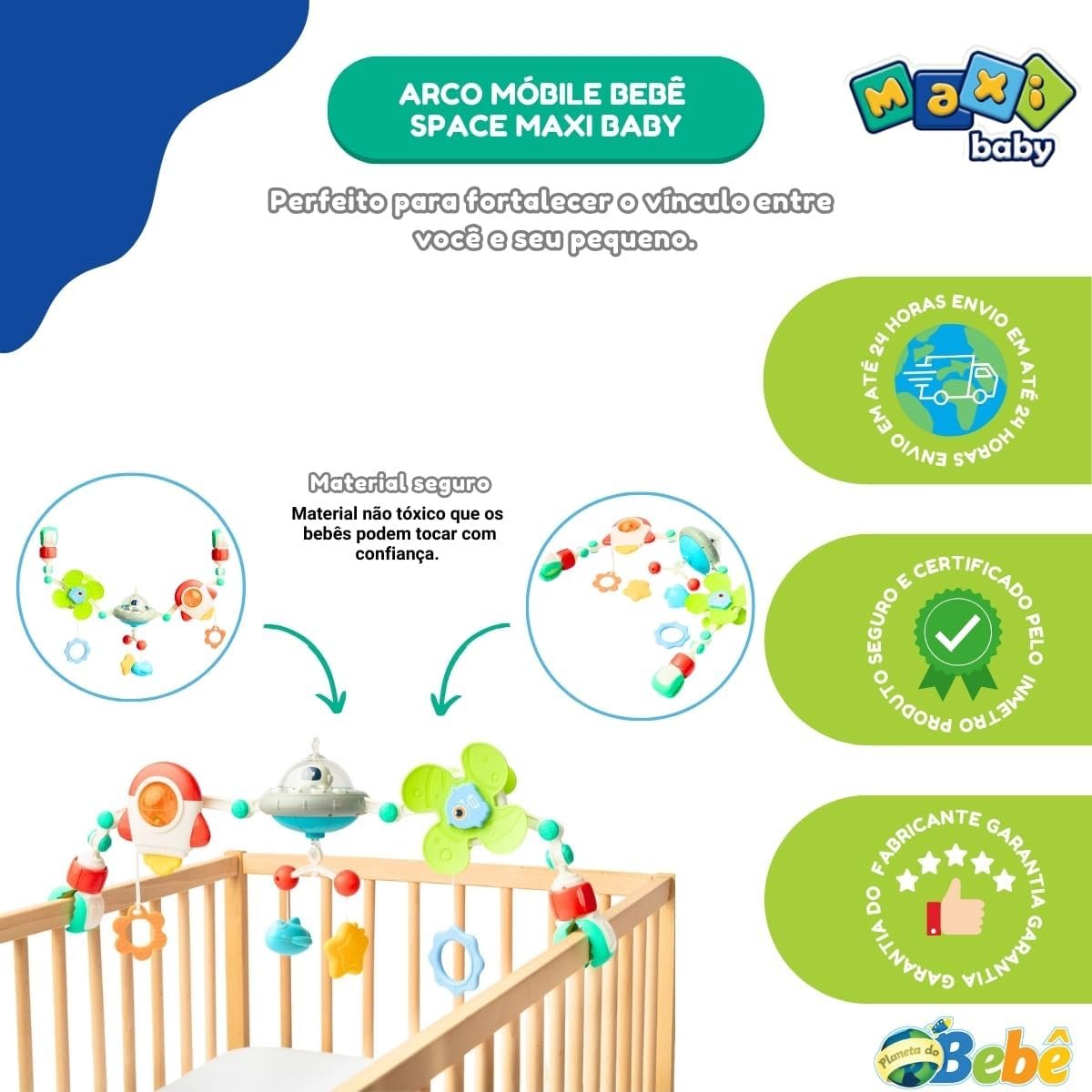 Maxi Baby Móbile Bebê Arco Para Carrinho e Berço Space - Imagem 5