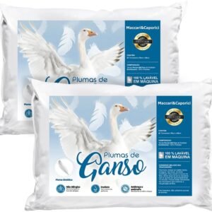 Kit 02 Travesseiro Toque de Pluma Premium Percal 400 Fios 50x70cm Lavável, Antiácaro, Antialérgico
