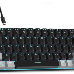 MageGee Teclado portátil 60% mecânico para jogos, MK-Box LED retroiluminado compacto de 68 teclas, mini teclado de escritório com fio com interruptor vermelho para Windows, laptop, PC, Mac –