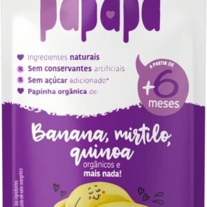 Papapá, Papinha Orgânica de Frutas, Sabor Banana, Mirtilo e Quinoa, 100g, Sem Açúcar Adicionado, Ingredientes Naturais Papapá, Papinha Orgânica de Frutas, Sabor Banana, Mirtilo e Quinoa, 100g, Sem Açúcar Adicionado, Ingredientes Naturais