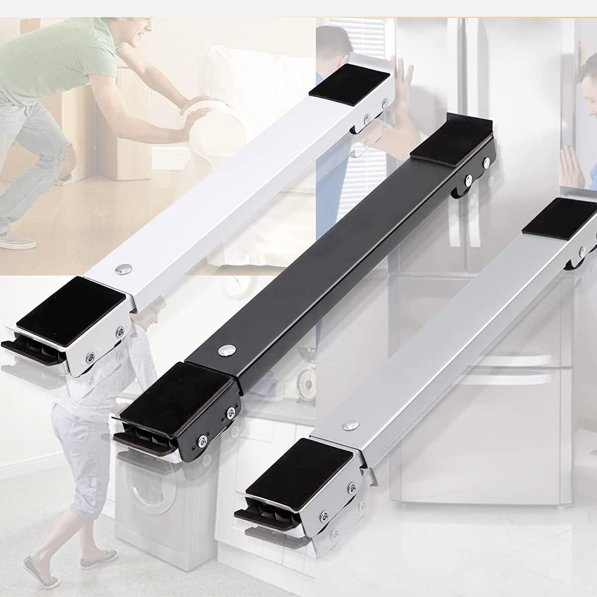 Suporte C/Rodinhas Base Ajustável Máquina Lavar Fogão Geladeira Móveis Resistente Reforçado - Imagem 5