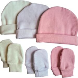 Touca e Luva para bebê Recém Nascido