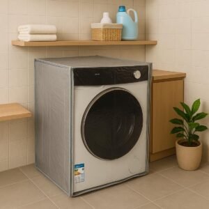 Capa Premium para Lavadora e Lava e Seca 10kg, 11kg, 12kg e 13kg, Material Korino Impermeável Resistente, com Zíper, Flanelada, 84x64x661cm, Proteção Contra Sol e Poeira