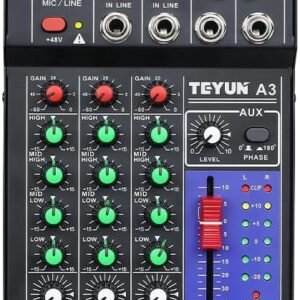 Mesa De Som 3 canais, Profissional Portátil Mixer Bluetooth Automotivo C/Equalizador 4 Bandas