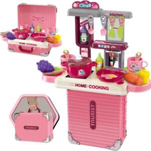 Cozinha Infantil Bancada 3 em 1 Maleta C/31 Peças Maxi Toys