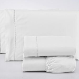 Jogo Lençol Solteiro 3 Peças 200 Fios 100% Algodão Premium (Branco)