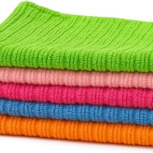 Kit 5 Panos de Microfibra 30x30cm – Alta Absorção, Anti-Risco, Ideal para Limpeza Doméstica e Automotiva