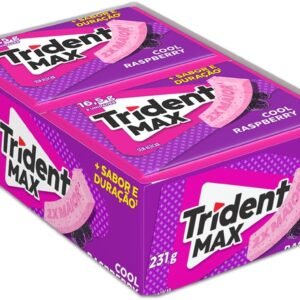 Chiclete Trident Max Cool Raspberry Sem Açúcar – Caixa com 14 unid. de 16,5g