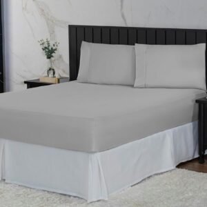 Jogo de Cama Queen Percal 400 Fios Ponto Palito 03 Peças, Antiácaro, Anti-pilling com Toque Macio – Cinza
