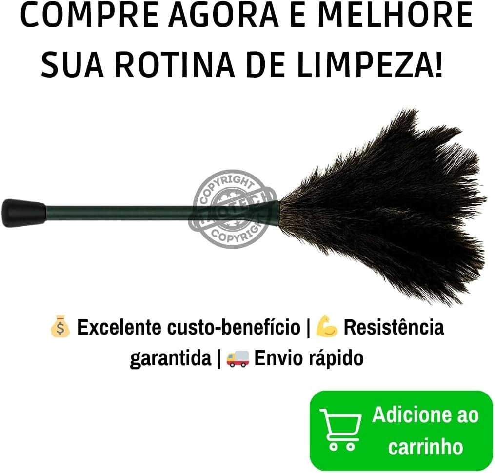 2 Espanadores de Pó e Poeira Penas Naturais de Avestruz Grande 63cm Plumas Profissional Limpeza Fina Delicada Multiuso para Casa Escritório Móveis e Eletrônicos Cabo Longo Uso Doméstico e Profissional - Imagem 7