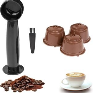 Cápsula Recarregável Compatível com Máquina DolceGusto + Colher Dupla Função para Pó de Café Laranja (Café)