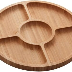 LYOR – Petisqueira de Bambu com 5 Divisórias Round 25cm x 25cm x 1,6cm