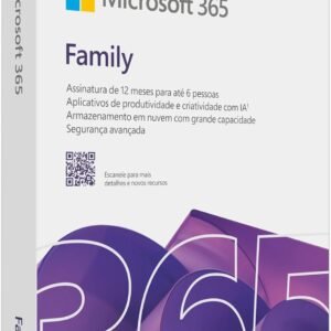 Microsoft 365 Family (12 meses) até 6 usuários. Office apps com o Copilot incluso. PC/Mac/Iphone/tablet. Ativação necessária.