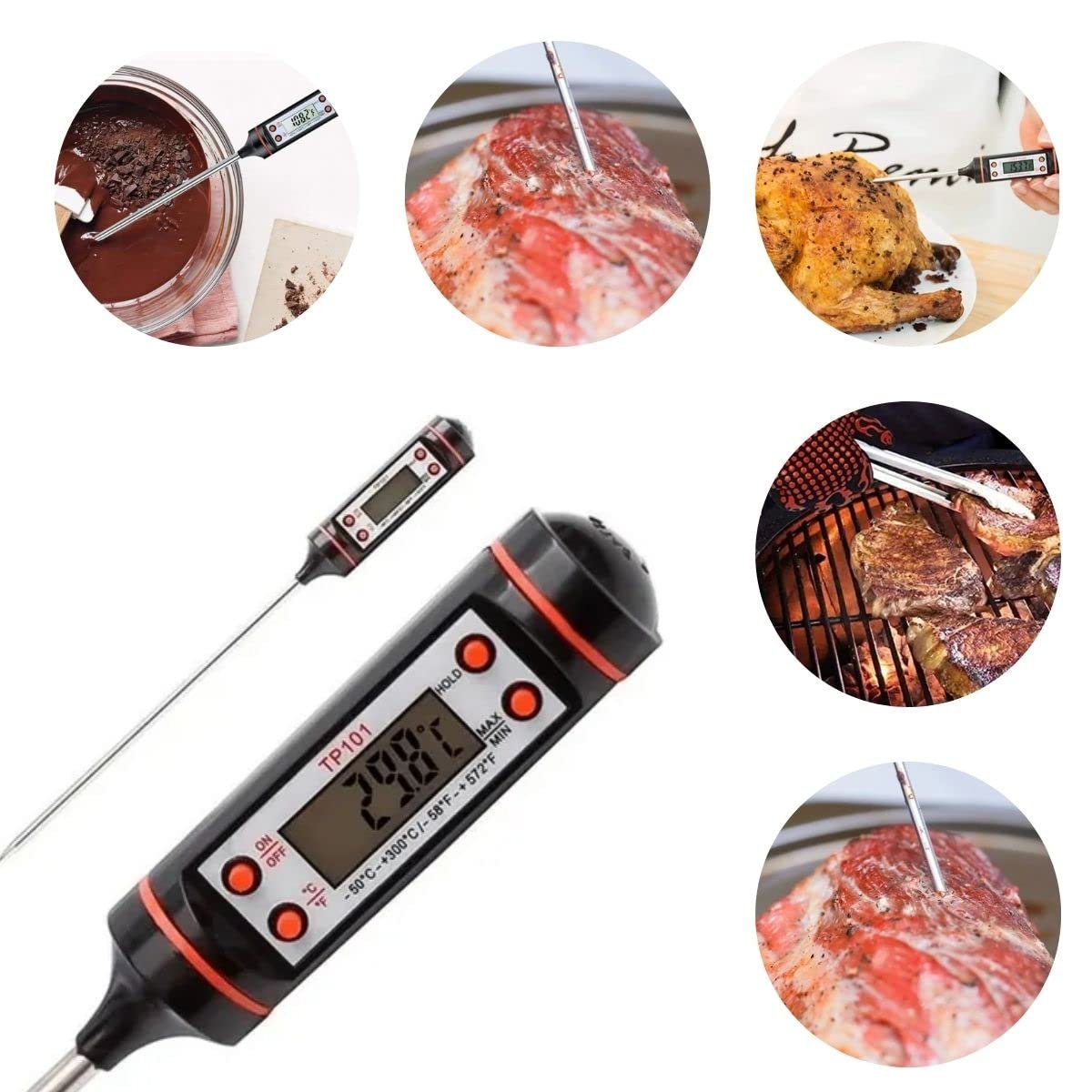 Termômetro Culinário Digital Espeto Alimento Cozinha Carne Churrasco Sobremesa Líquidos - Imagem 4