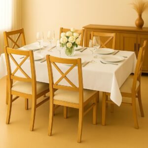 Toalha De Mesa 6 Lugares Retangular 2,10 x 1,50m Tecido Oxford 100% Poliéster Fácil de Lavar Praticidade e Durabilidade para Uso Diário (Branco)