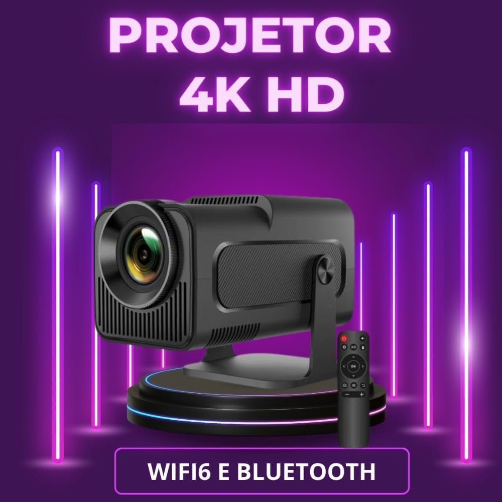 Projetor Portatil Mini 5g Wifi 6 Bluetooth 5.0 Android 11 HY320 Projetor 4K 1080 Full HD Suporte 12000 Lumens Para Celular LED Auto Correção Horizontal 180° Linha Premium - Imagem 3
