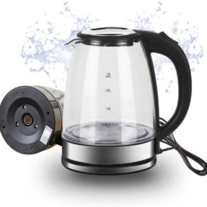 Chaleira Eletrica de Vidro 110v Potência 1200W Capacidade 1,8L Desligamento Automático Efeito de Luz Interno – Qualidade Premium Ezc® (110v)