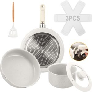 Jogo de Panelas 3 Peças, Conjunto de panelas antiaderentes Punho destacável, Conjuntos de panelas de cozinha de indução antiaderente com alça removível