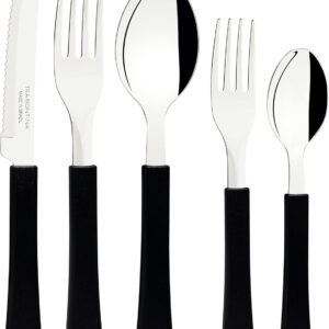 Faqueiro Tramontina Leme com Lâminas em Aço Inox e Cabos de Polipropileno Preto 20 Peças