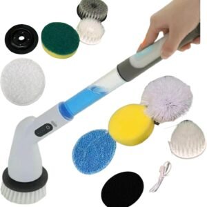 Escova De Limpeza Eletrica Giratória Multiuso 9 em 1 Recarregável com Dispenser Escova De Limpeza Eletrica Giratória Multiuso 9 em 1 Recarregável com Dispenser