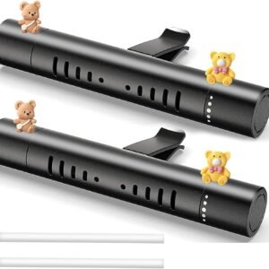 Aromatizador de Carro Unissex com Clipes para Ventilação – Perfume Automotivo Premium com Fragrâncias Naturais e 2 Bonequinhos de Silicone – Difusor de Ar e Aromaterapia (2 unidades)