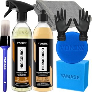 Kit Limpeza Hidratação Couro Vonixx Limpa e Hidrata Bancos Jaquetas Acessórios Couro