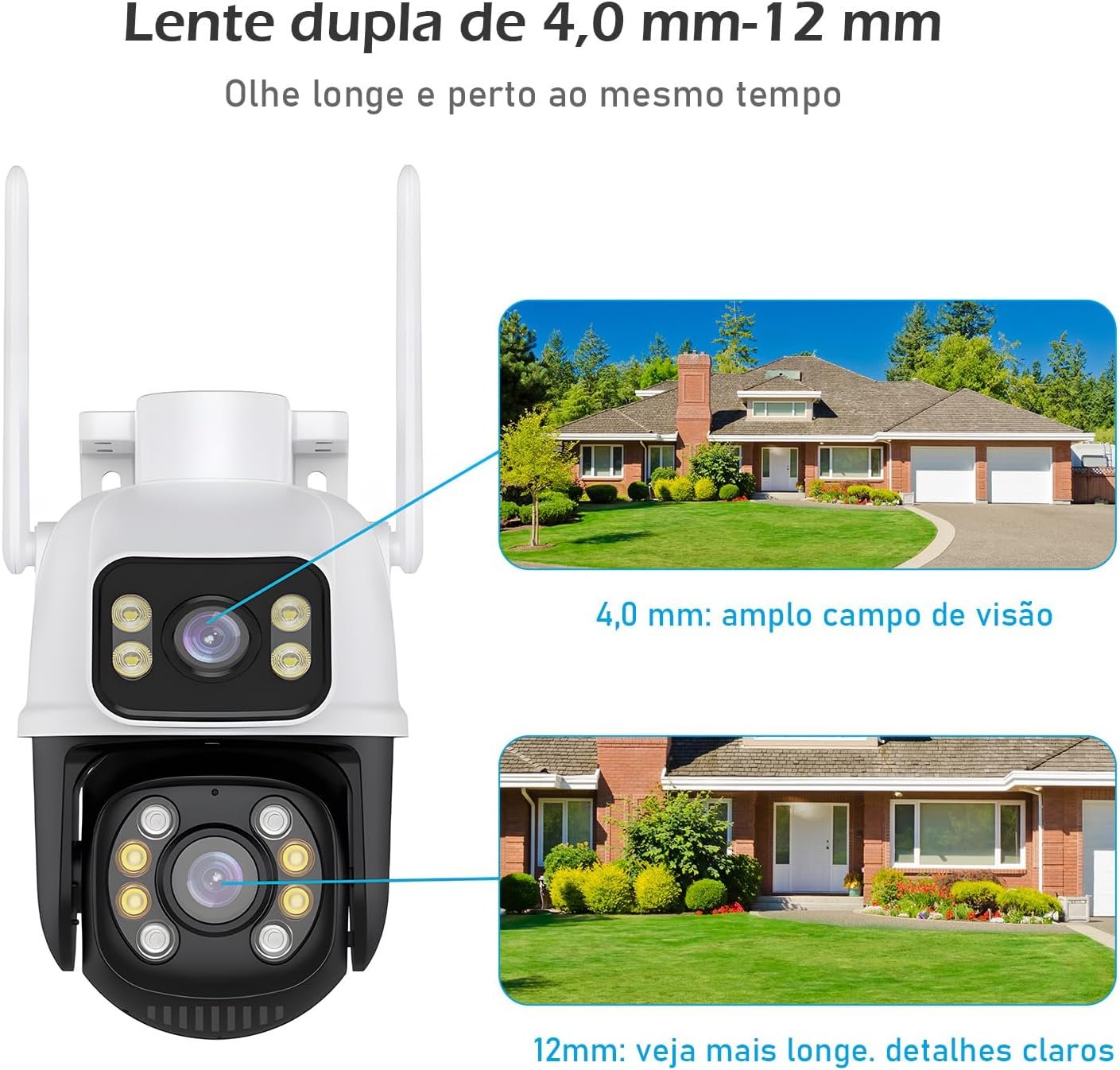 Câmera IP Sem Fio de Segurança Externa HD 3MP, Câmera de Visão Noturna Infravermelha WiFi, Dupla Lente Grande Angular, IP66 à Prova D'água e à Prova de Poeira, Chamada de Voz Bidirecional - Imagem 4