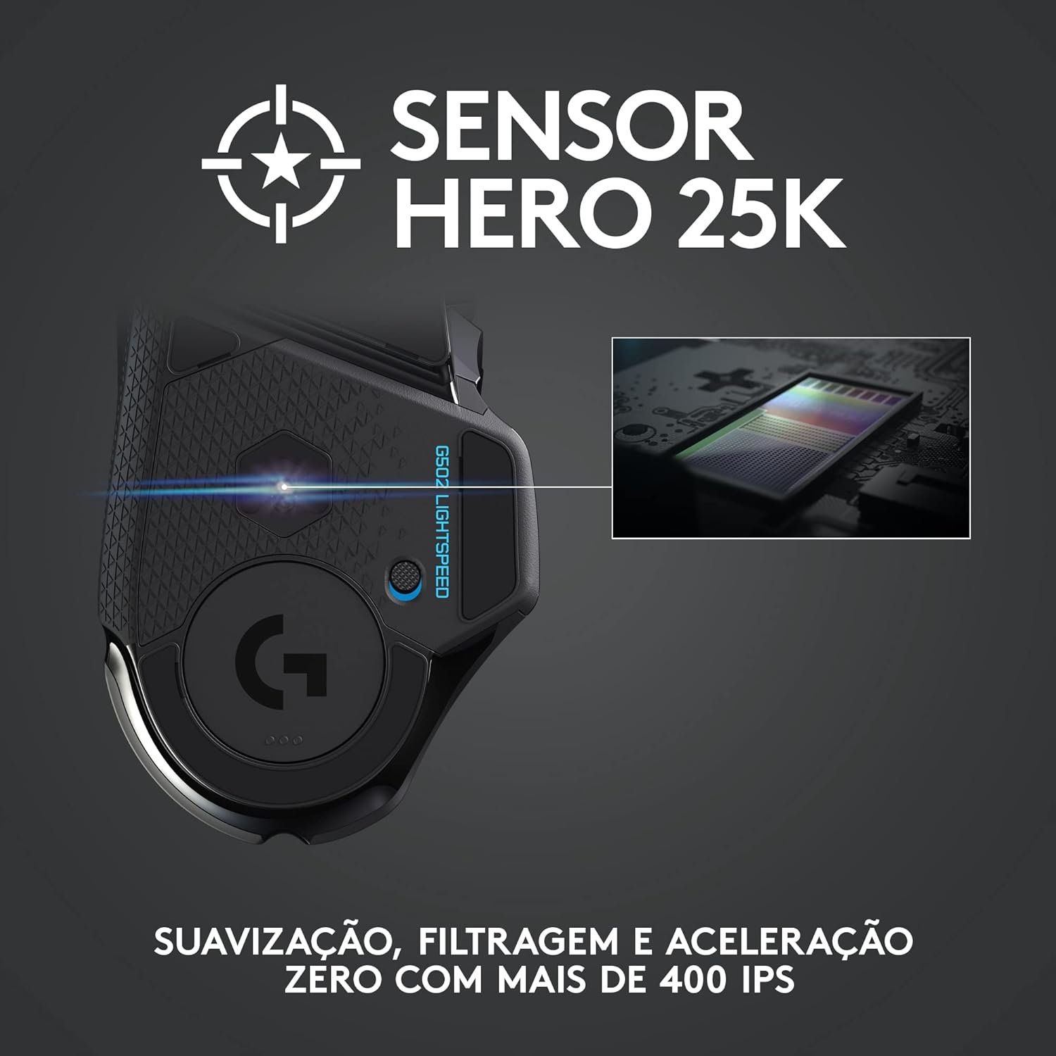 Mouse Gamer Sem Fio Logitech G502 LIGHTSPEED com Tecnologia RGB LIGHTSYNC, Ajustes de Peso, 11 Botões Programáveis, Sensor HERO 25K e Bateria Recarregável - Compatível com POWERPLAY - Imagem 3