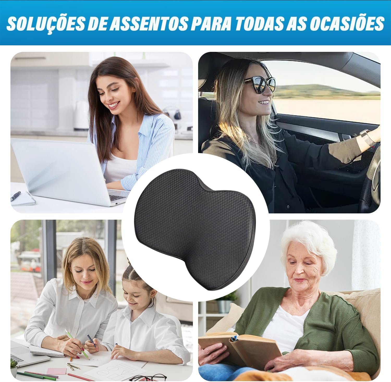 Almofadas de Assento de Carro para Dirigir, Almofada de Espuma Viscoelástica para Assento de Carro, Almofada para Cadeira, Almofada Coccix, Tapete de Aumento de Altura para Assento de Carro - Imagem 5