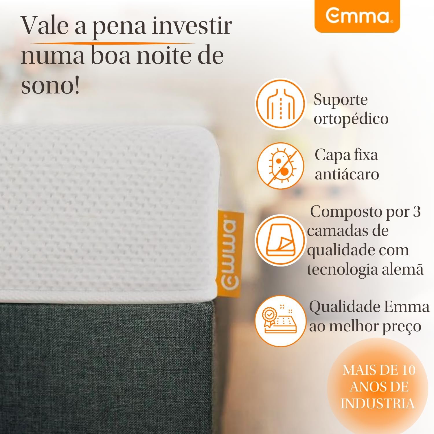 Colchão Solteiro Emma One - Firme e suporte ótimo com máxima durabilidade. - Imagem 4