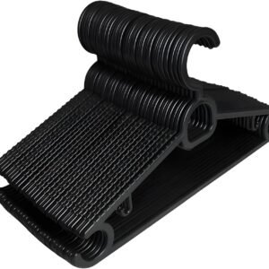 Kit 20 Cabides Adulto Preto Antideslizante Reforçado | Cabide Resistente Para Roupas Pesadas Calças Camisetas | Contém Porta Gravata, Cinto e Lenço,Camisas, Ternos Gancho para Vestido | CSCABIDES