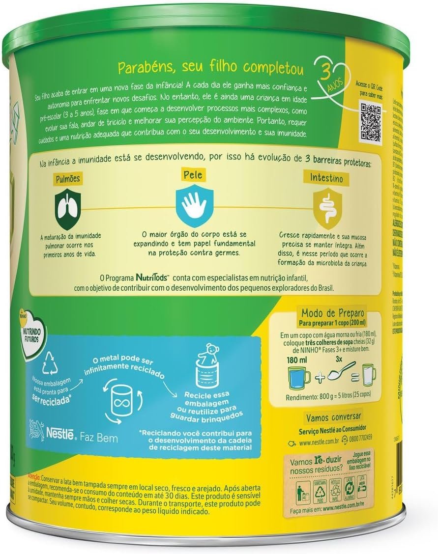 Ninho - Composto Lácteo Fases 3+, 800g - Imagem 3