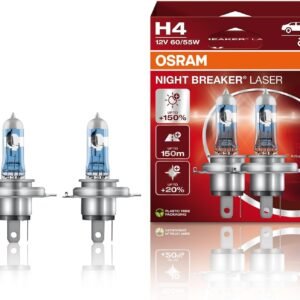 OSRAM NIGHT BREAKER LASER H4, +Lâmpada de farol de halogêneo 150% mais brilhante, 64193NL-HCB, 12V, caixa dobrável suspensa (2 lâmpadas) (branca/amarela) OSRAM NIGHT BREAKER LASER H4, +Lâmpada de farol de halogêneo 150% mais brilhante, 64193NL-HCB, 12V, caixa dobrável suspensa (2 lâmpadas) (branca/amarela)