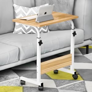 Mesa ajustável dobrável, mesa de notebook lateral com ajuste de altura (Nogueira-Básico) Mesa ajustável dobrável, mesa de notebook lateral com ajuste de altura (Nogueira-Básico)