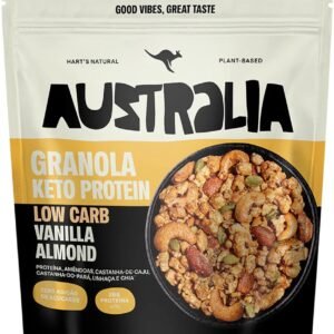 Hart’s Natural Granola Australia Low Carb Keto Protein Vanilla Almond Crunch, 26g de Proteína, Granola Sem Açucar, Sem Lactose, Sem Glúten, Vegano, 200g