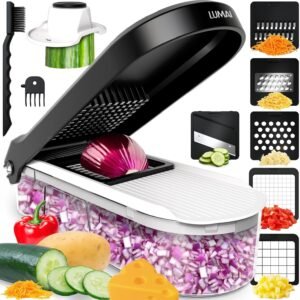 LUMAI Cortador Processador Triturador De Legumes, Queijos, Vegetais, Frutas e Alimentos Manual Multifuncional 6 Em 1 Com Recipiente, Fatiador, Picador, Ralador, Acessórios Para Cozinha LUMAI Cortador Processador Triturador De Legumes, Queijos, Vegetais, Frutas e Alimentos Manual Multifuncional 6 Em 1 Com Recipiente, Fatiador, Picador, Ralador, Acessórios Para Cozinha