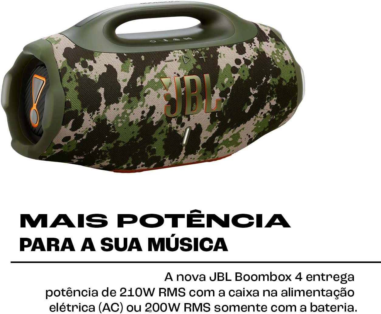 JBL, Caixa de Som, Boombox 4, Bluetooth, Som JBL Pro, AI Sound Boost, Graves Personalizáveis, Bateria de até 34h, IP68, Áudio Lossless – Squad - Imagem 2