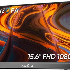 Monitor Portátil ARZOPA 15,6” FHD 1080P – Monitor Ultra Fino para Laptop com Suporte – Display IPS para PC, MAC, Celular, Xbox, PS5 – Conectividade USB C e HDMI -A1