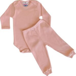 Kit Conjunto Body Calça Mijão Pagão Bebê Liso Menino Menina Manga Longa Antialérgico Malha Algodão Canelado MXC BRASIL