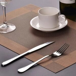 Kit 6 Peças Jogo Americano Retangular – Sousplat para Mesa Posta – Jogo Americano Elegante para Jantar, Almoço e Café – Lavável e Resistente – Shop100 (Marrom)