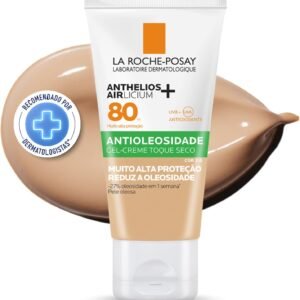 La Roche-Posay, Anthelios Airlicium, Protetor Solar Facial Antioleosidade com Cor, Controle de Oleosidade, Efeito Matte, Toque limpo, Ação anti-transferência da cor, Cobertura