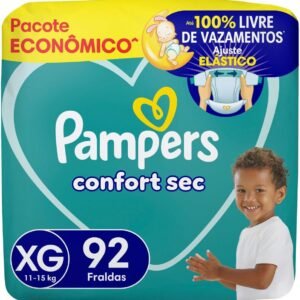Pampers Confort Sec Fralda Descartável com cintura elástica Tamanho XG, 92 Unidades