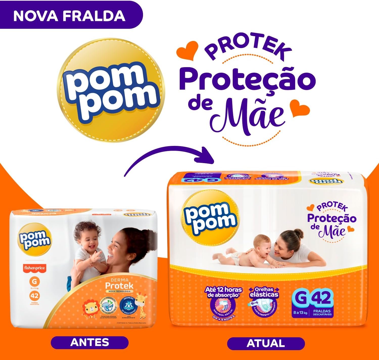Fralda Pom Pom Protek Proteção de Mãe Mega XG 38 Unidades - Imagem 4