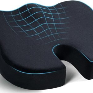 Dreamer Car Almofada de assento,almofada de cadeira de escritório,almofada assento de carro,almofadas de cadeira espuma viscoelástica para cóccix,ciática,alívio da dor lombar (capa de veludo,preta)