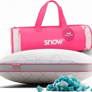 Travesseiro Ajustável – I wanna sleep – Snow®, flocos de espuma removíveis para controle da altura, ideal para dores na coluna, altura perfeita, alívio de pressão, tecido em bambu respirável