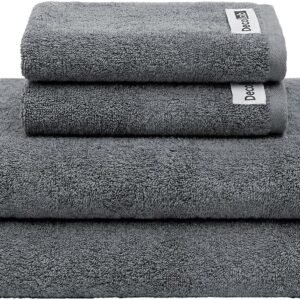 Decolab Jogo de Toalhas Air Light 100% Algodão (Cinza-claro e Cinza-escuro, 4 Peças)