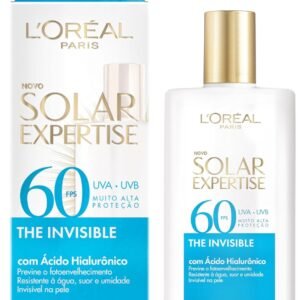 L’Oréal Paris Solar Expertise, Protetor Solar Facial The Invisible Fluido FPS60 com Ácido Hialurônico e Tecnologia NETLOCK, Alta Proteção Solar com Ação Anti-Idade, Sem Cor 40g